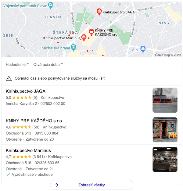 knihkupectvo maps SERP